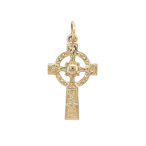9ct Gold Patterned Celtic Cross Pendant