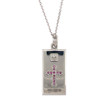 Load image into Gallery viewer, 9ct White Gold &amp; Ruby Set Cross Ingot 20&quot; Necklace

