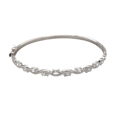 Load image into Gallery viewer, 9ct White Gold &amp; Cubic Zirconia Set Oval Hinged Bangle
