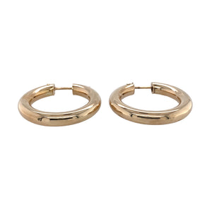 Preowned 9ct Yellow Gold Tubular Hoop Creole Earrings with the weight 6.20 grams
