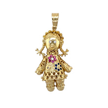 Load image into Gallery viewer, New 9ct Gold &amp; Gemstone Set Rag Doll Pendant
