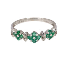 Load image into Gallery viewer, 9ct White Gold Diamond &amp; Emerald Set Band Ring
