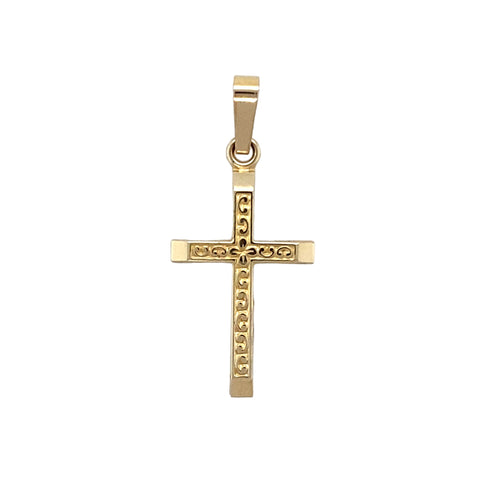 9ct Gold Patterned Cross Pendant