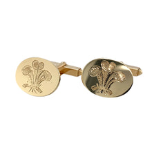 Load image into Gallery viewer, 9ct Gold Three Feather Oval Cufflinks
