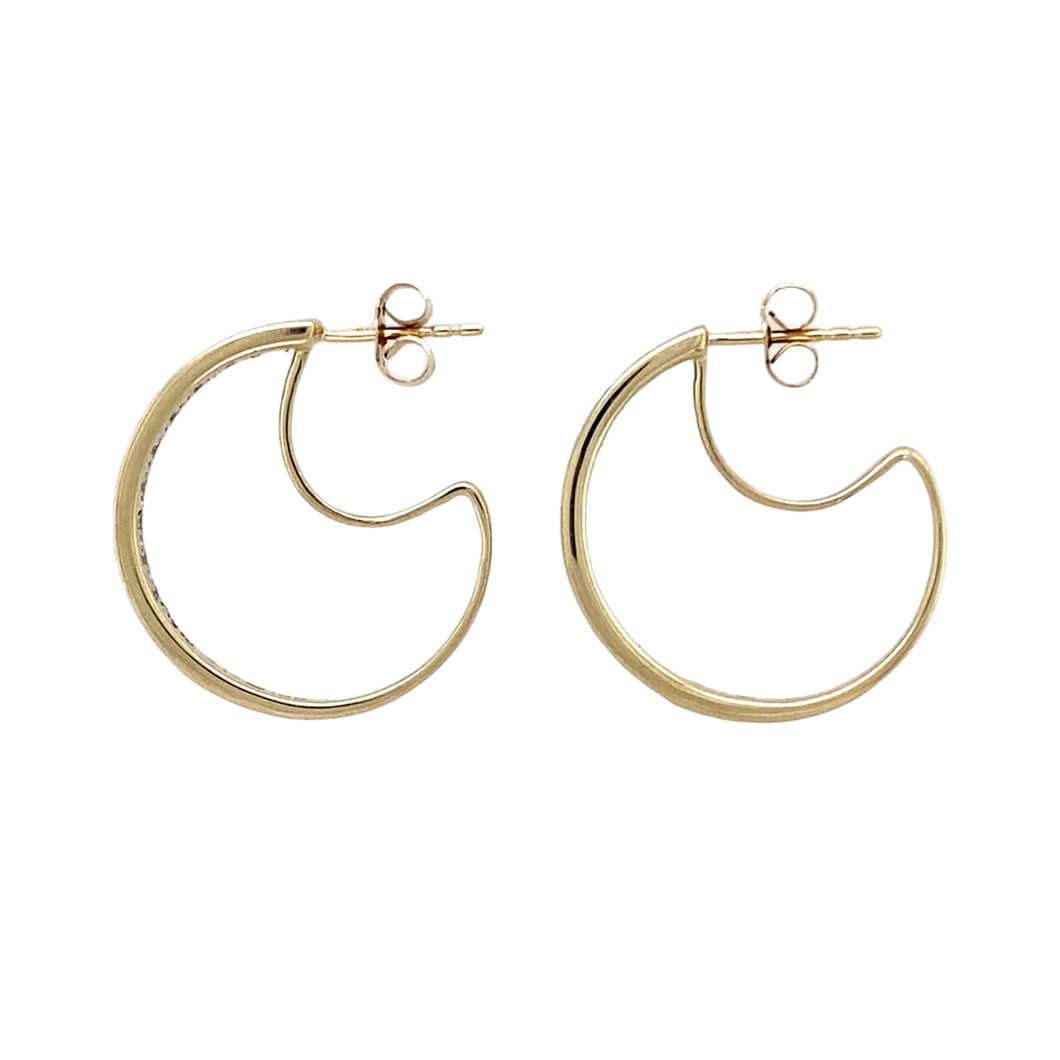 9ct Gold & Diamond Set Half Hoop Earrings