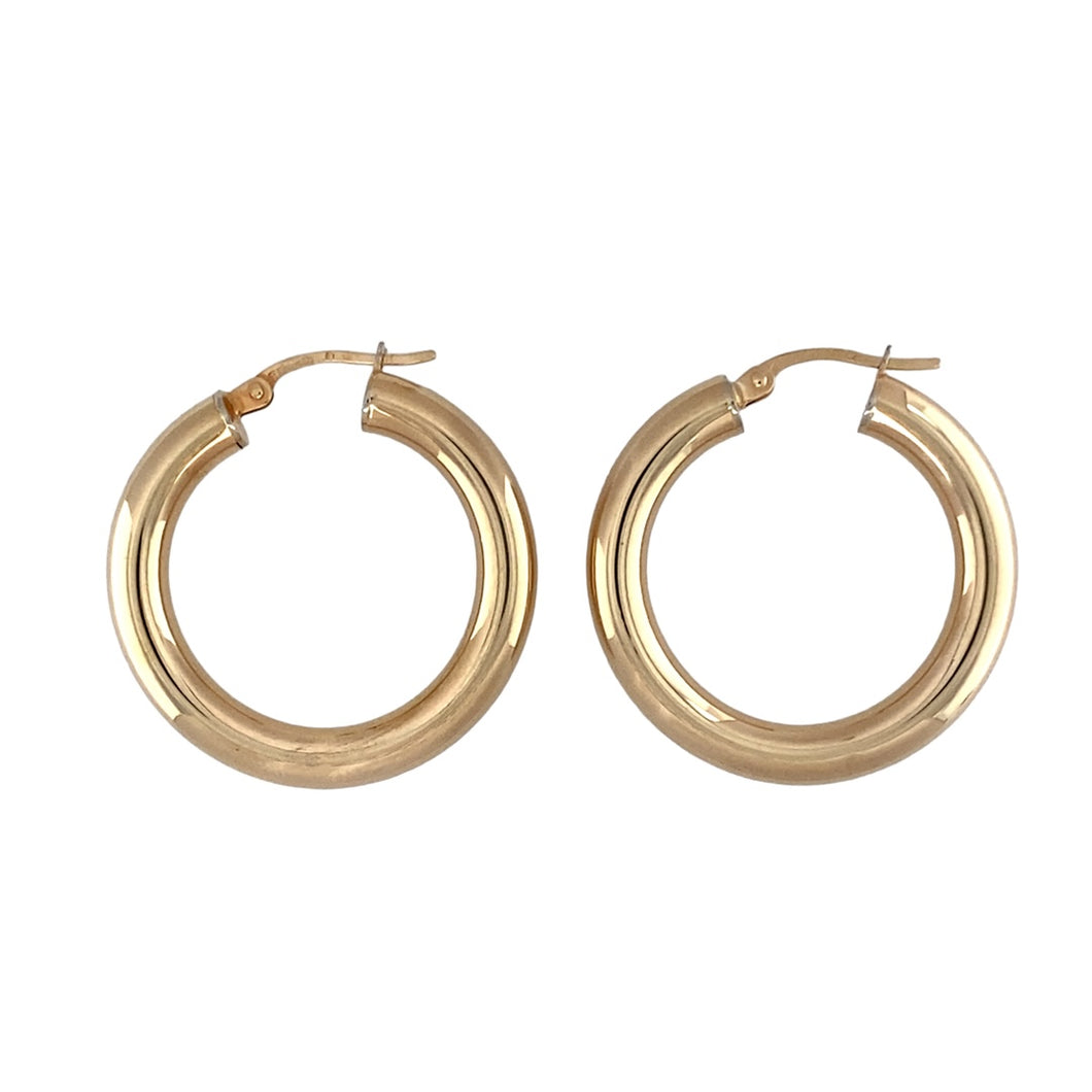 9ct Gold Tube Polished Hoop Creole Earrings