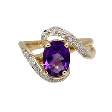 Load image into Gallery viewer, 9ct Gold Diamond &amp; Amethyst Set Swirl Ring

