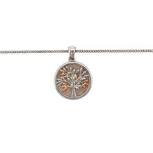 Load image into Gallery viewer, Preowned 925 Silver with 9ct Rose Gold Clogau Tree of Life Pendant on an adjustable Clogau silver 18&quot;-20&quot;-22&quot; curb chain. The necklace has the weight 6.30 grams and the pendant is 2.5cm long including the bail
