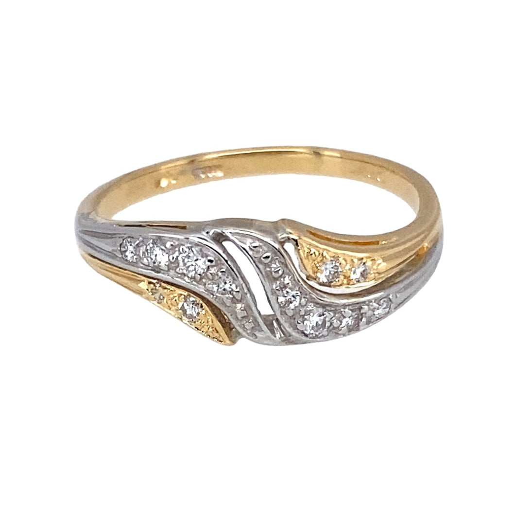 18ct Gold & Diamond Set Split Wave Band Ring