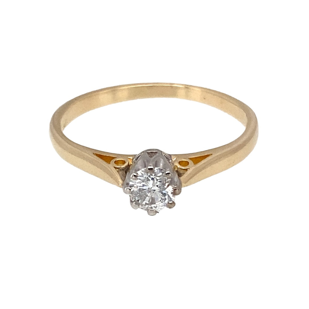 9ct Gold & Diamond Set Solitaire Ring