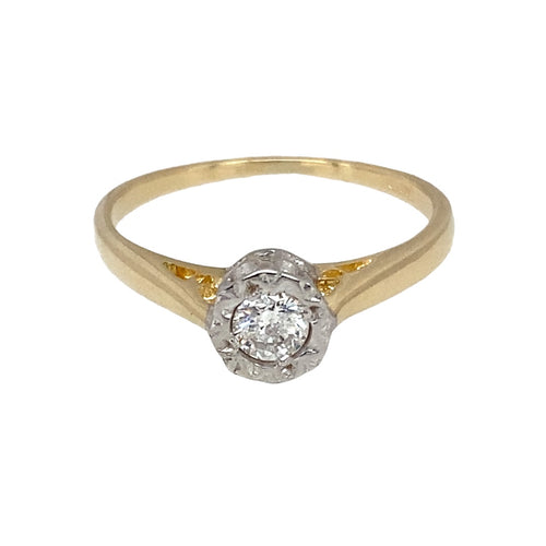 9ct Gold & Diamond Set Solitaire Ring