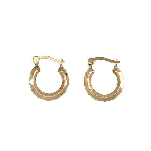 9ct Gold Small Patterned Creole Earrings
