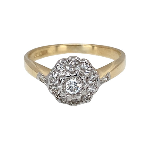 9ct Gold & Diamond Antique Style Cluster Ring
