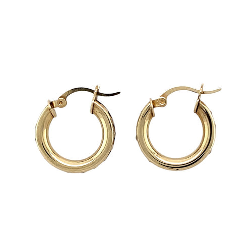 9ct Gold & Cubic Zirconia Set Hoop Creole Earrings
