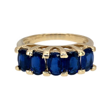 Load image into Gallery viewer, 9ct Gold &amp; Blue Stone Set Band Ring
