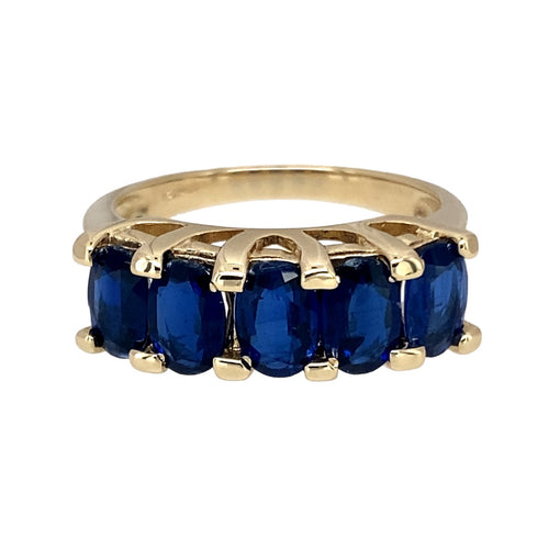 9ct Gold & Blue Stone Set Band Ring