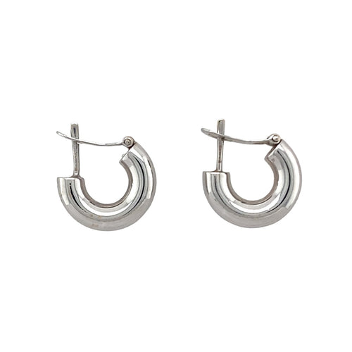 18ct White Gold Hoop Huggie Earrings