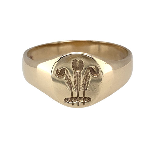 9ct Gold Three Feather Signet Ring