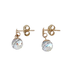 9ct Gold & Crystal Ball Dropper Earrings
