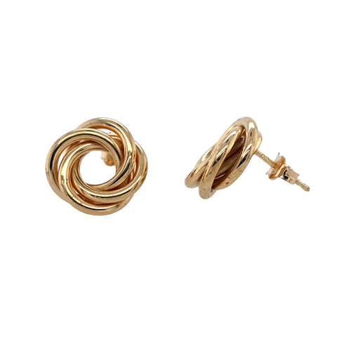 9ct Gold Triple Circle Entwined Stud Earrings