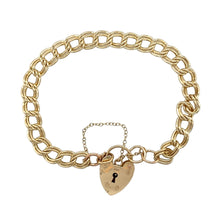 Load image into Gallery viewer, 9ct Gold Heart Padlock 7&quot; Charm Bracelet
