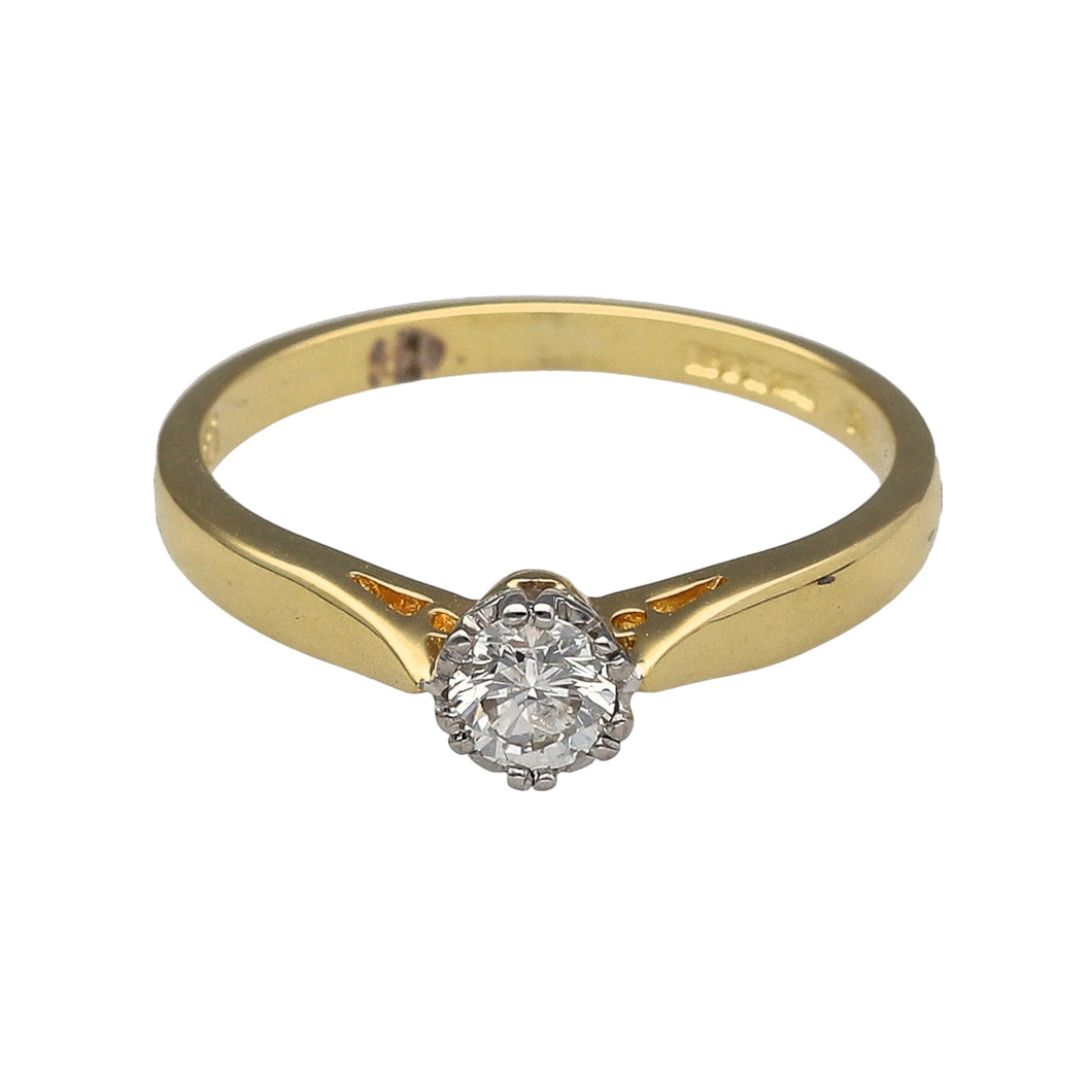 18ct Gold & Diamond Set Solitaire Ring