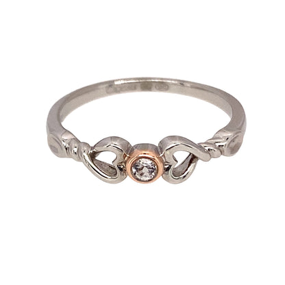 925 Silver & White Topaz Clogau Heart Lovespoon Ring