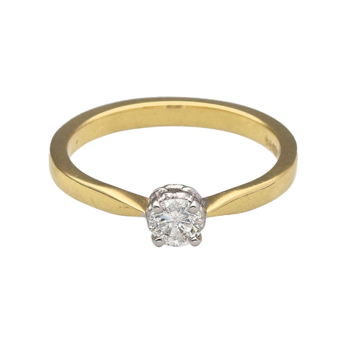 18ct Gold & Diamond Set Solitaire Ring