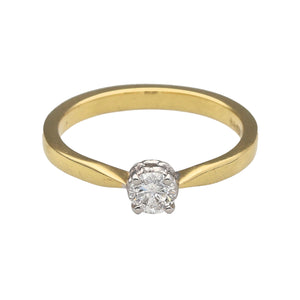 18ct Gold & Diamond Set Solitaire Ring