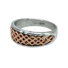 Load image into Gallery viewer, Bring romantic design and heritage charm to your collection with this pre-owned Clogau Lady Guinevere ring in sterling silver and 9ct rose gold, blending elegant detail with timeless style—perfect for everyday wear or special occasions.

Design: The band measures 7mm wide at the front and features the distinctive Lady Guinevere pattern, inspired by flowing lines and graceful curves.

