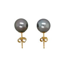 Load image into Gallery viewer, 18ct Gold &amp; Black Pearl Stud Earrings
