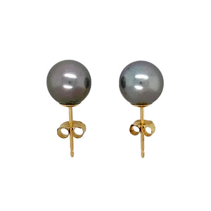 18ct Gold & Black Pearl Stud Earrings