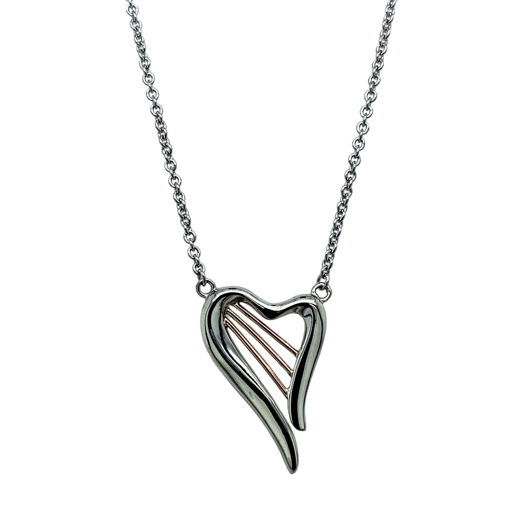 Clogau Silver And 9ct Rose Gold Tree of Life Insignia Heart Necklace -  R48202 | F.Hinds Jewellers