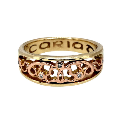 9ct Gold & Diamond Set Clogau Cariad Band Ring