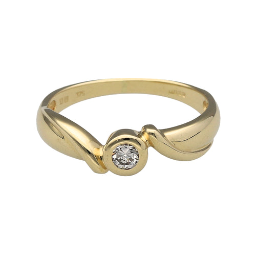 9ct Gold & Diamond Set Rubover Twist Ring