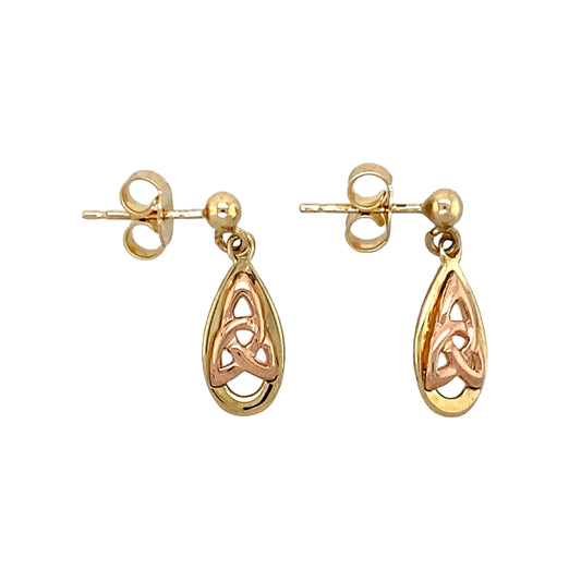 9ct Welsh Gold Celtic Knot Drop Earrings