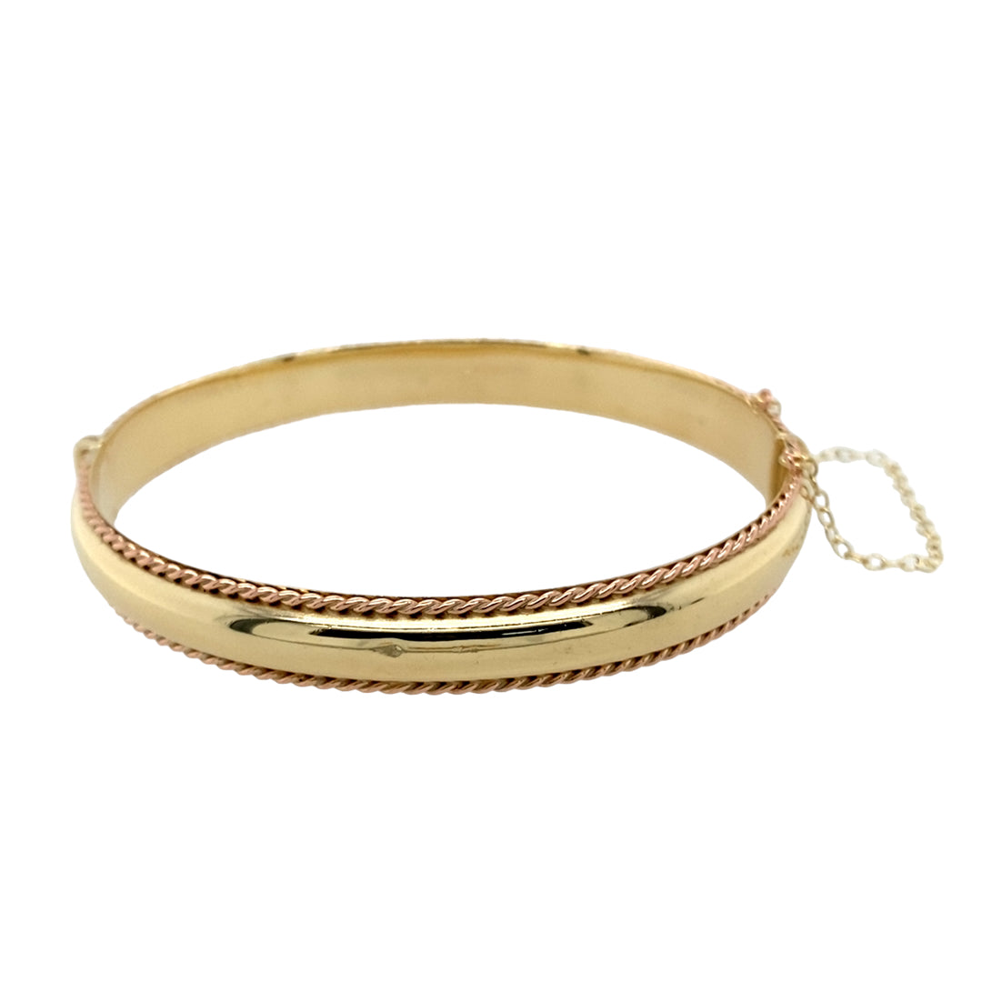 9ct Gold Clogau Rope Trim Hinged Bangle