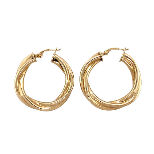 9ct Gold Twist Hoop Creole Earrings