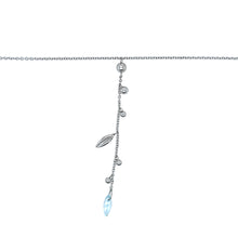 Load image into Gallery viewer, Preowned 9ct White Gold &amp; Blue Bead and Ball 16&quot; Necklace with the weight 4.10 grams. The drop chain is 3&quot; and the blue bead is 11mm by 5mm
