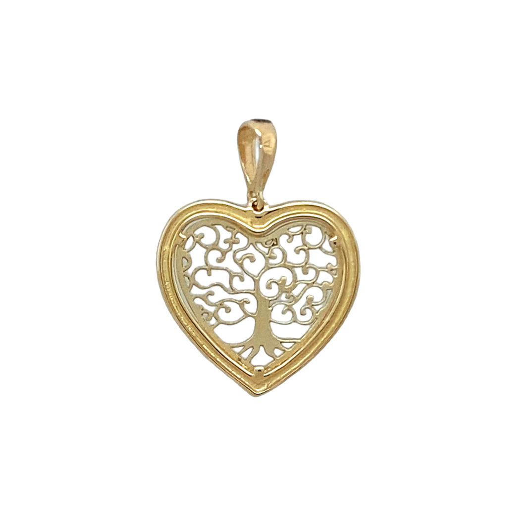 New 9ct Gold Tree of Life Heart Pendant