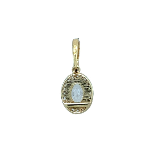 New 9ct Yellow Gold & Cubic Zirconia Oval Halo Pendant with the weight 1.10 grams