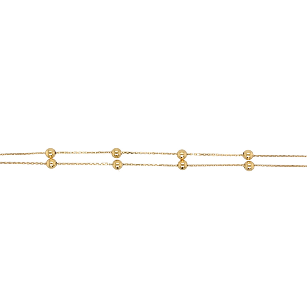 New 9ct Gold Ball Link Double Chain 17" - 18" Necklace