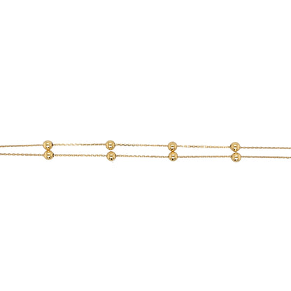 New 9ct Gold Ball Link Double Chain 17" - 18" Necklace