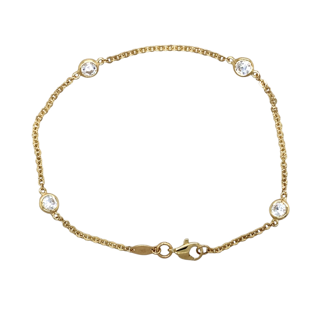 New 9ct Gold & Circle Cubic Zirconia Set 7" Bracelet