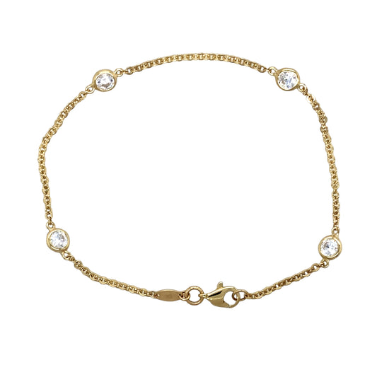 New 9ct Gold & Circle Cubic Zirconia Set 7" Bracelet