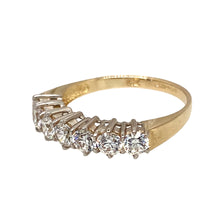 Load image into Gallery viewer, Preowned 9ct Yellow Gold &amp; Cubic Zirconia Seven Stone Band Ring in size N with the weight 2.30 grams. The cubic zirconia stones are each 3mm diameter
