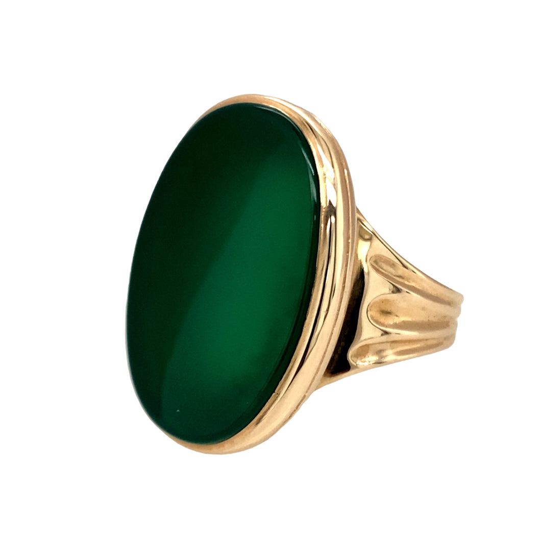 9ct Gold & Green Stone Set Oval Cut Ring