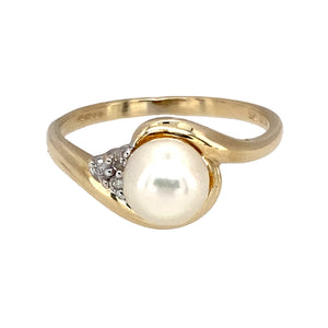 9ct Gold Diamond & Pearl Set Ring