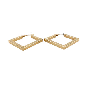 Preowned 9ct Yellow Gold Square Creole Earrings with the weight 4.80 grams