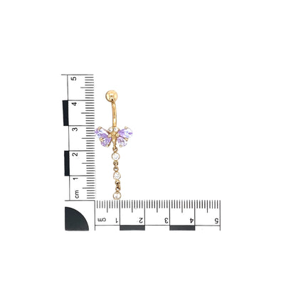 9ct Gold & Cubic Zirconia Set Butterfly Drop Belly Bar